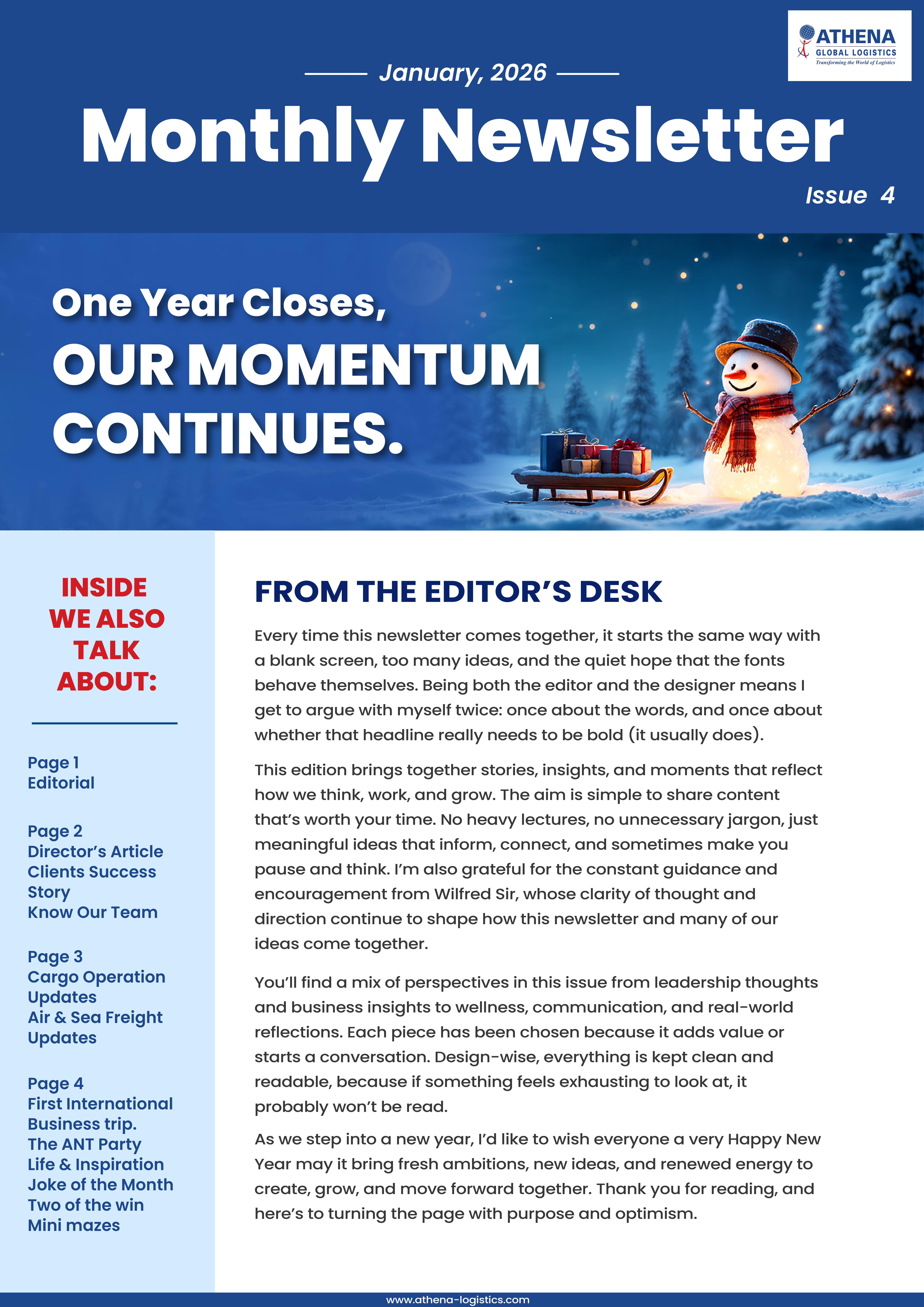 Athena Dispatch: January Issue 4